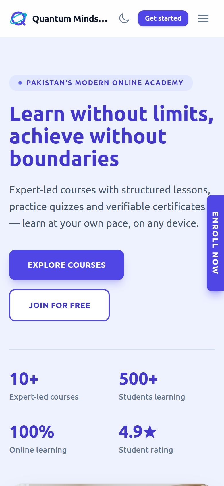 Quantum Minds Academy on a phone