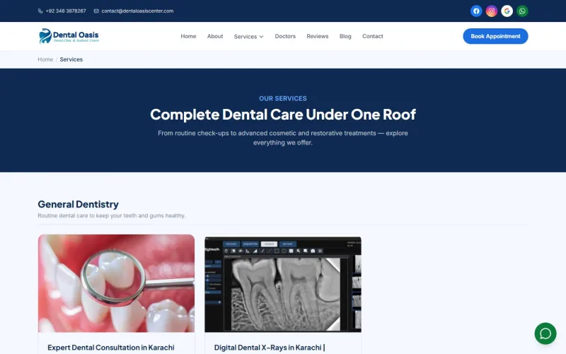 Dental Oasis Center services page