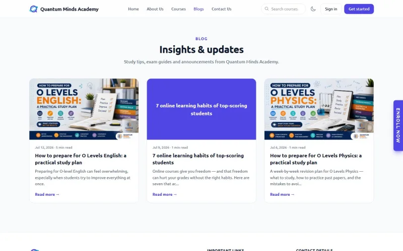 Quantum Minds Academy blog of study guides