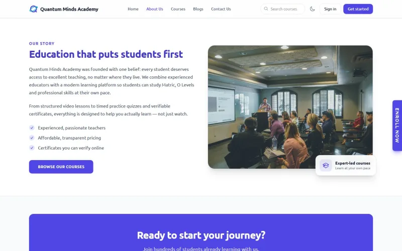 Quantum Minds Academy about page