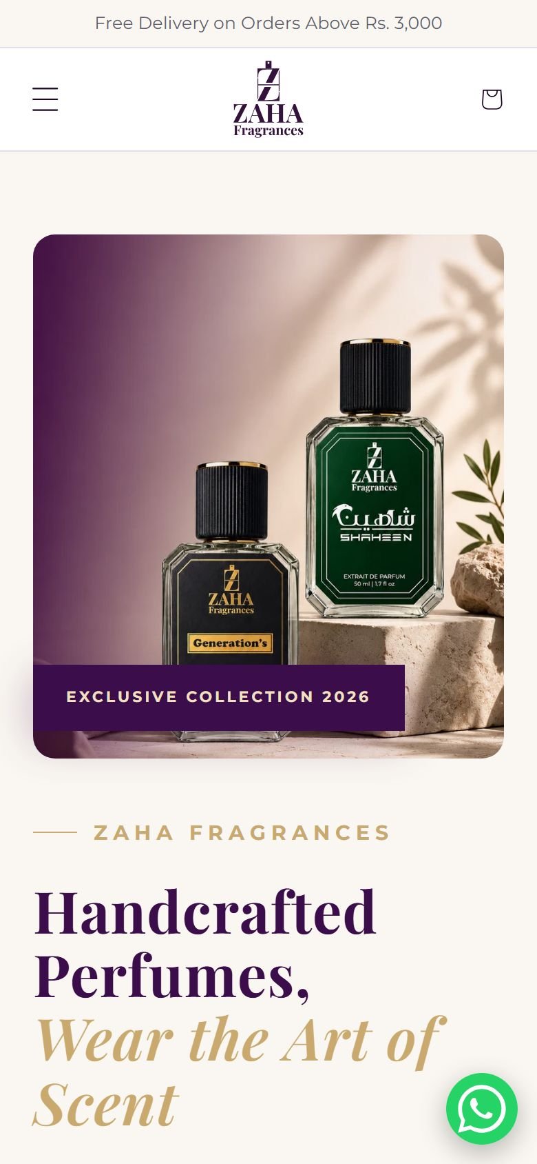 Zaha Fragrances on a phone